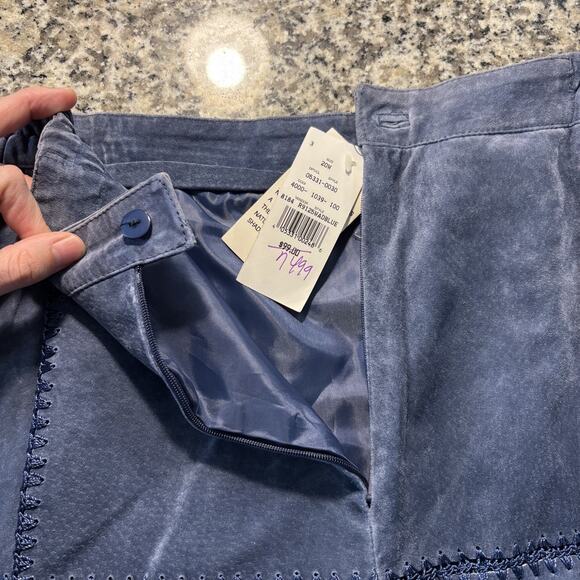 Jon Lawrence Vintage Leather Patchwork Skirt Women 20W Blue Leather 90s Western - Picture 8 of 11